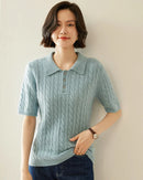 Cashmere Cable Knit Short Sleeve Top
