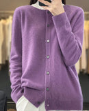 Pure Wool O-Neck Cardigan