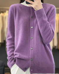 Pure Wool O-Neck Cardigan