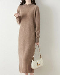 Merino Wool Mock Neck Knit Dress