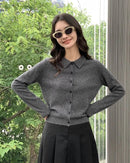 Cashmere Polo Collar Short Cardigan