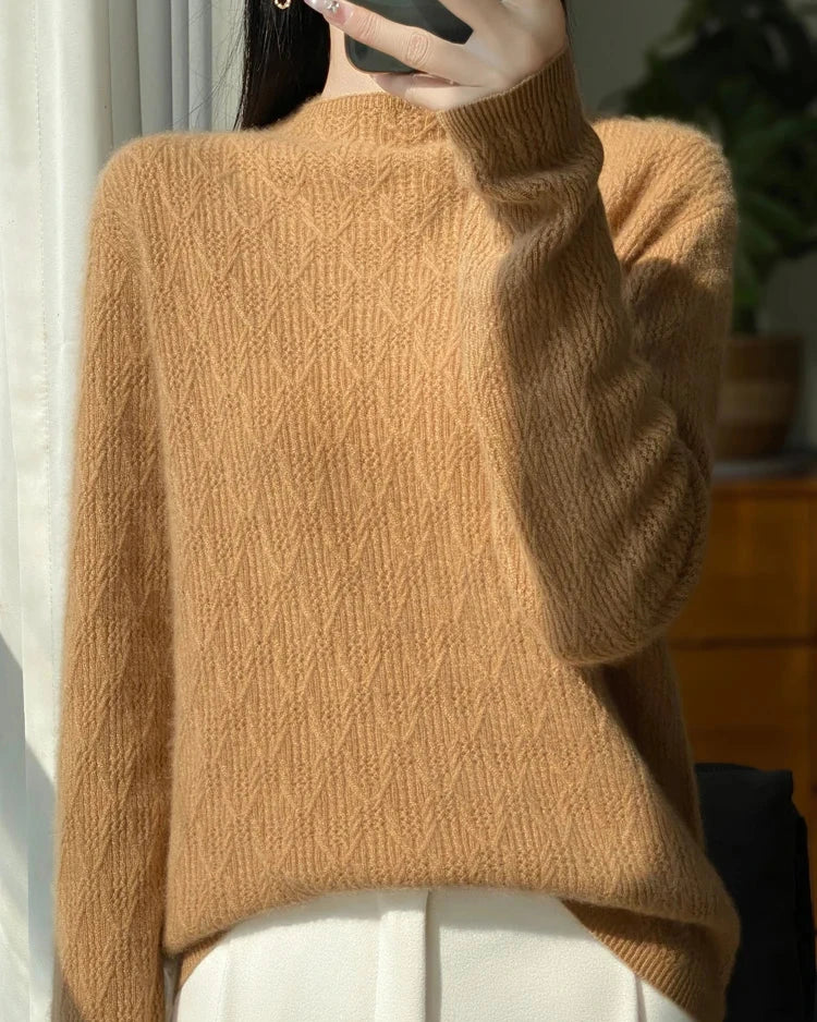 Merino Wool Diamond Jacquard Sweater