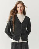 Rib-Trim Wool V-Neck Cardigan