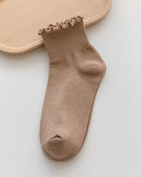 Cotton Ruffle Trim Ankle Socks