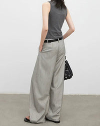 Herringbone Wide-Leg Suit Trousers