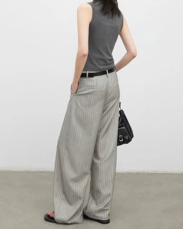Herringbone Wide-Leg Suit Trousers