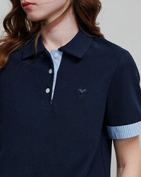 Embroidered Piqué Short Sleeve Top
