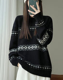 Wool Striped Spliced Oversized Knit Pullover