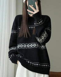 Wool Striped Spliced Oversized Knit Pullover