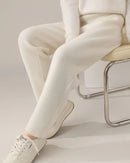 Merino Wool Solid High Waist Knit Pencil Trousers