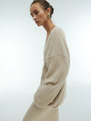 Casual V-neck Sweater& Skirt Set
