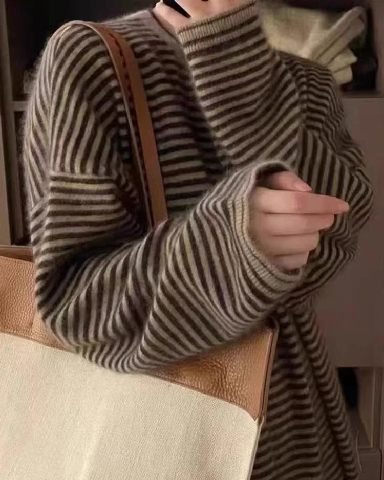 Cashmere Striped Knit Dress