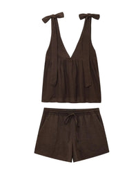 Women's Fashion Bow Decoration Solid Suit