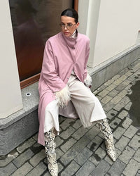 Women Stand Collar Long Trench Coat