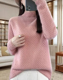 Solid Mock Neck Loose Thick Knit Pullover