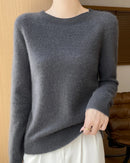 Merino Wool O-Neck Pullover Sweater