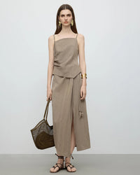 Women Irregular Suspender Tops Skirt Sets