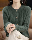 Mink Cashmere Cable Knit Cardigan