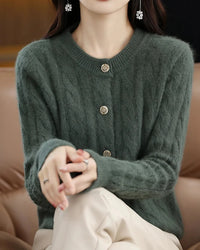 Mink Cashmere Cable Knit Cardigan