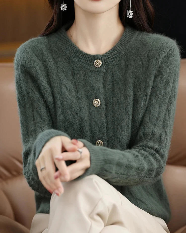 Mink Cashmere Cable Knit Cardigan