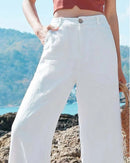 High-Waisted Wide-Leg Cotton And Linen Pants