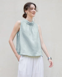 Casual Sleeveless Stand-Up Collar Fashion T-Shirt