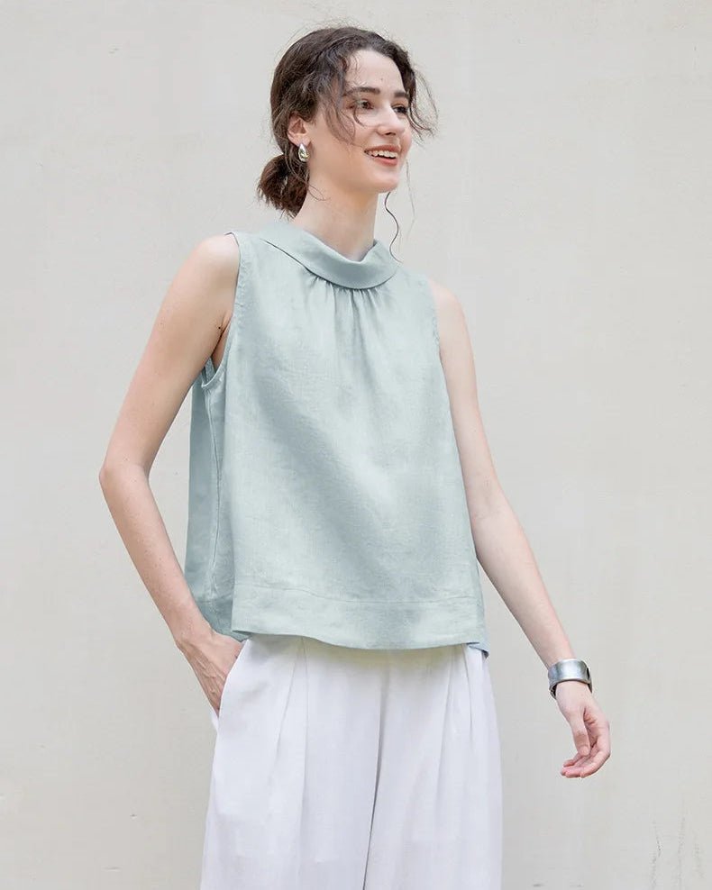 Casual Sleeveless Stand-Up Collar Fashion T-Shirt