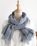 Two-Tone Linen-Look Shawl Scarf