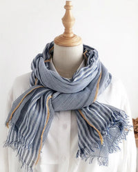 Two-Tone Linen-Look Shawl Scarf