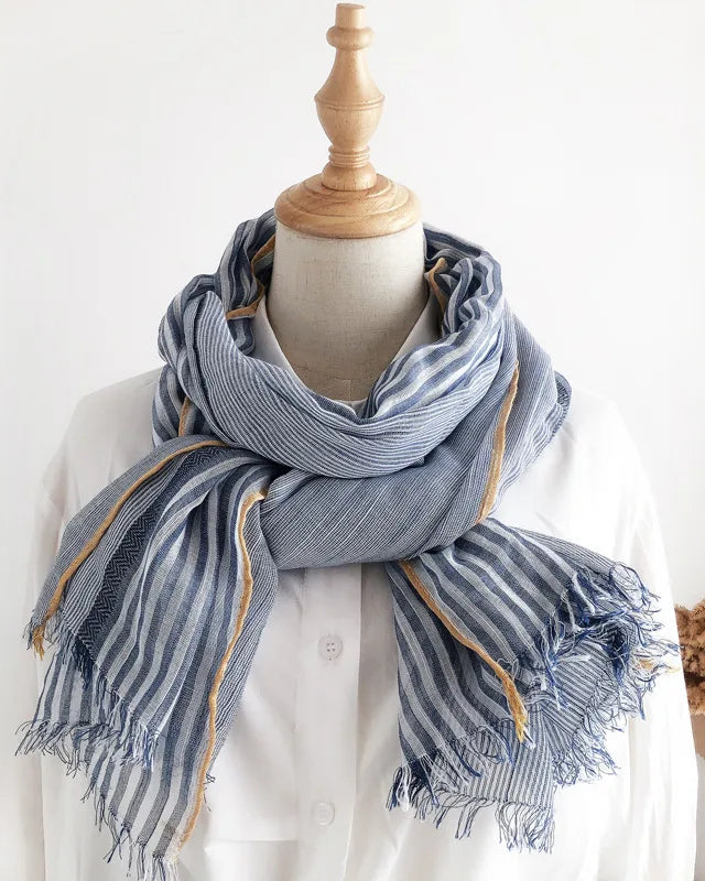 Two-Tone Linen-Look Shawl Scarf