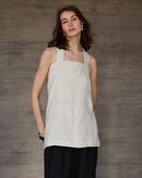 Linen sexy sleeveless backless bandage camisole for women, crafted with tatting weaving craft and non-stretch fabric, perfect for summer casual and elegant styling.