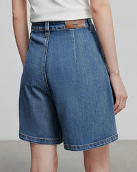 Wide-Leg Denim Shorts