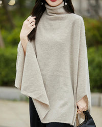 Wool Shawl-Style Mid-Length Sleeveless Pullover