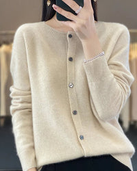 Pure Wool O-Neck Cardigan