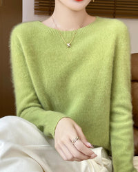 Merino Wool O-Neck Pullover Sweater