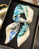 Floral Print Satin Square Scarf