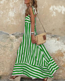Bohemian Striped Sheer Maxi Dress