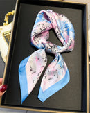 Floral Print Satin Square Scarf
