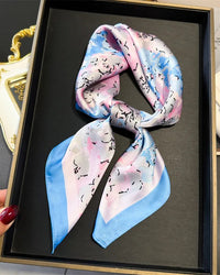 Floral Print Satin Square Scarf