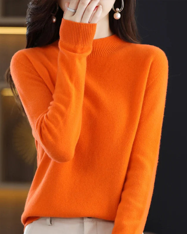 Merino Wool Mock Neck Sweater
