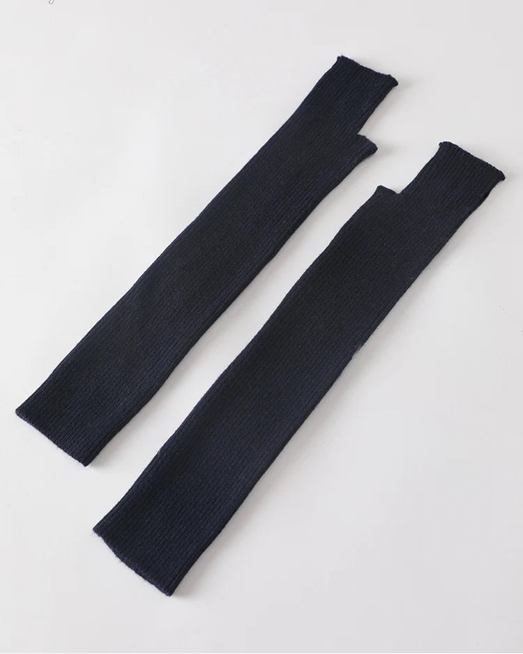 Wool Blend Knit Long Arm Warmers
