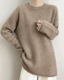 Longline Cashmere Crewneck Sweater