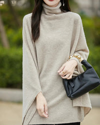 Wool Shawl-Style Mid-Length Sleeveless Pullover