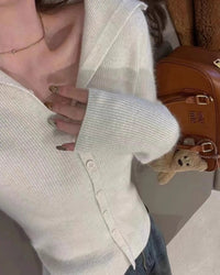 Cashmere Lapel Short Cardigan