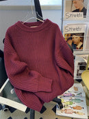 Round-Neck Oversized Knitted Pullover