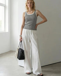 Elastic-Waist Wide-Leg Pants