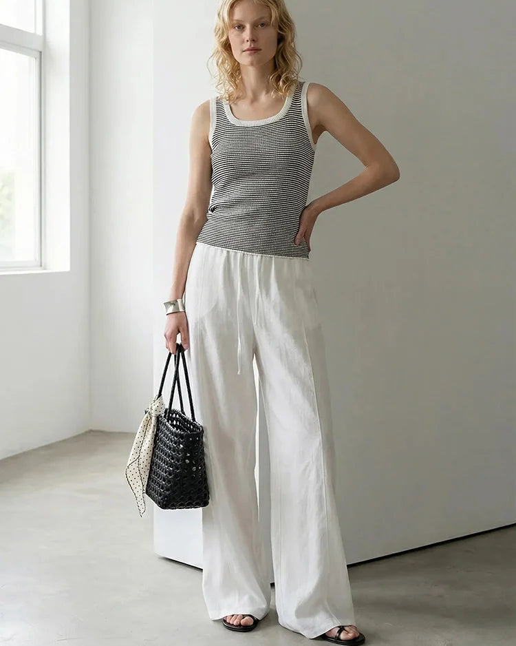 Elastic-Waist Wide-Leg Pants