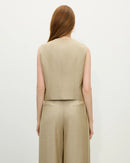 Tailored Linen Blend V-Neck Vest