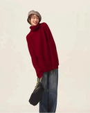 High-Neck Cashmere Loose Retro Sweater