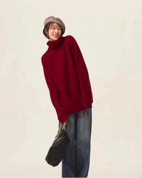 High-Neck Cashmere Loose Retro Sweater
